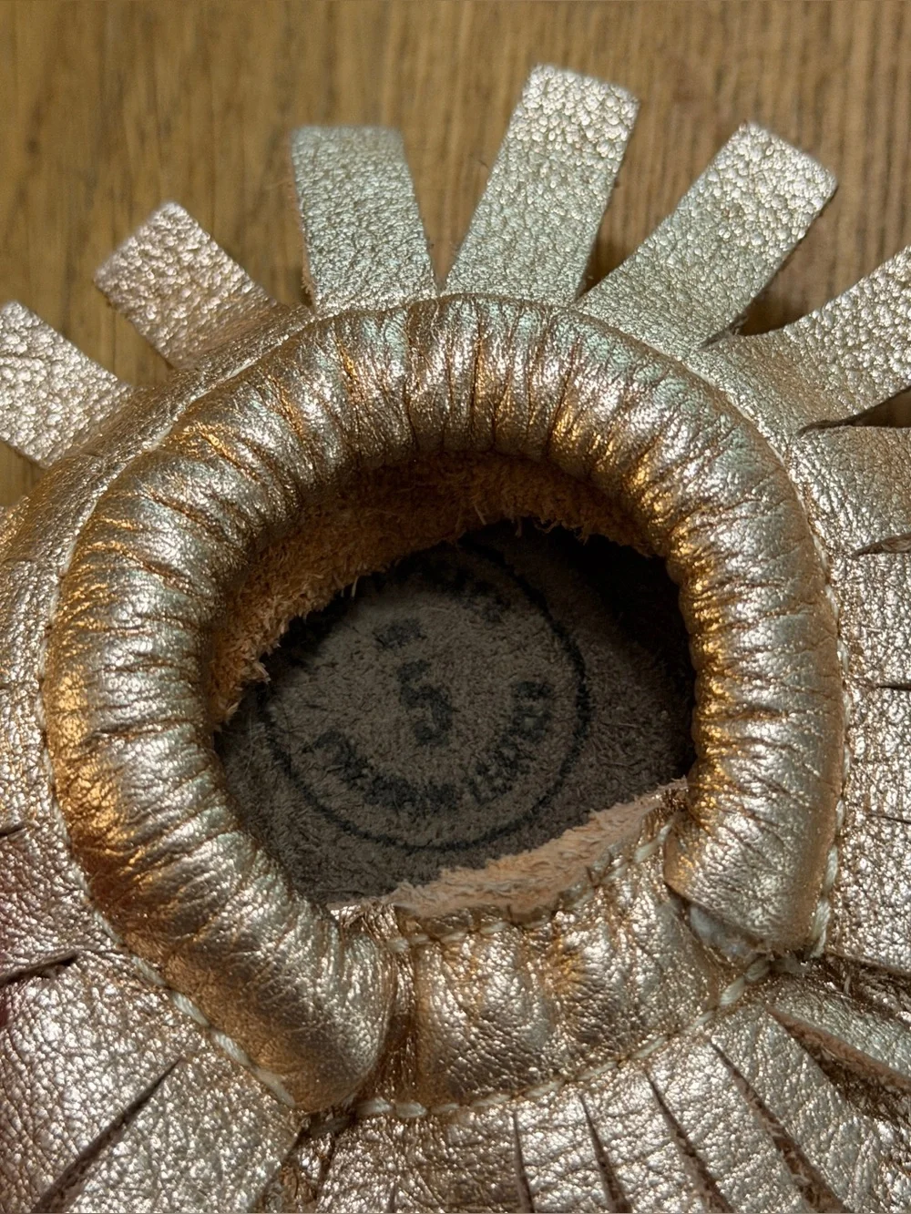 Freshly Picked 5 Rose Gold Leather Hard Sole Moccasins